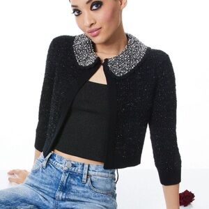 NWT Alice + Olivia Akira Embellished Collar Cardigan Sweater XS